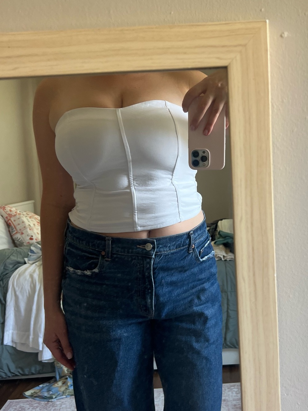 Abercrombie White Strapless Bustier Crop Top